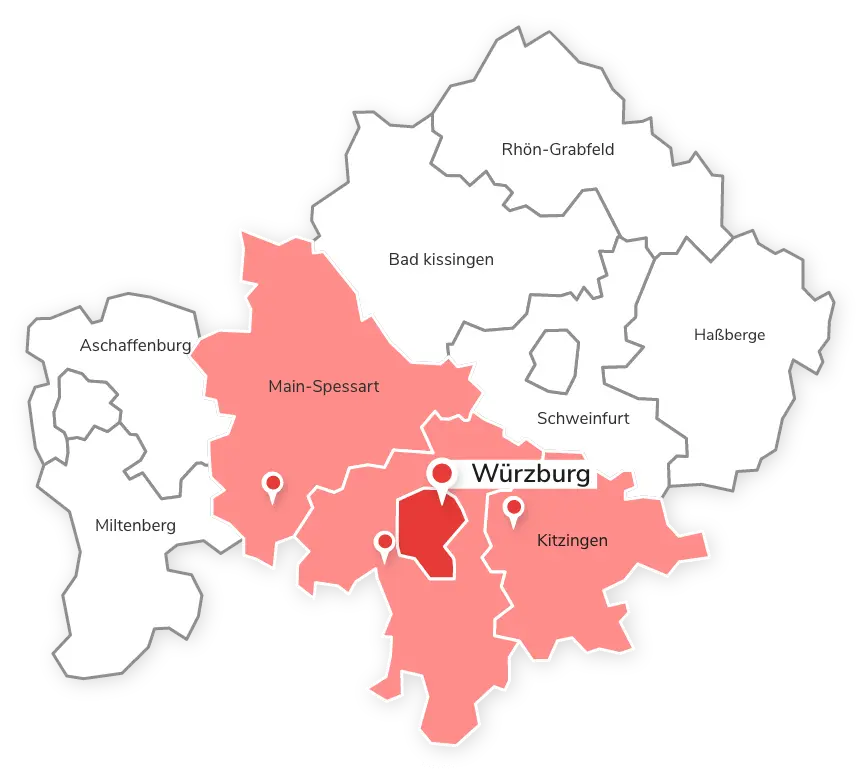 Auge Service auf der Karte Standort Würzburg
